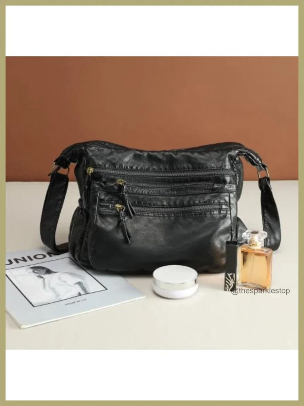 Soft Faux Leather Hobo Crossbody Bag with Multiple Zipper Pockets